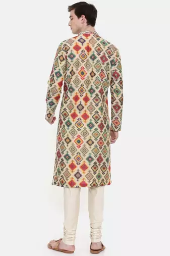 Mayank Modi Chanderi Geometric Printed Kurta Set
