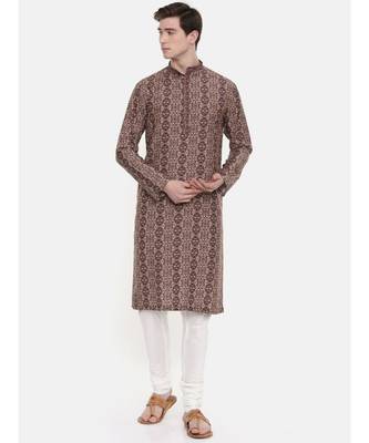 Mayank Modi Retro Printed Brown Kurta 1