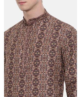 Mayank Modi Retro Printed Brown Kurta 3