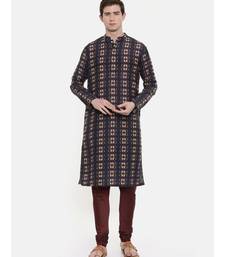 Mayank Modi Retro Printed Blk/Brn Kurta