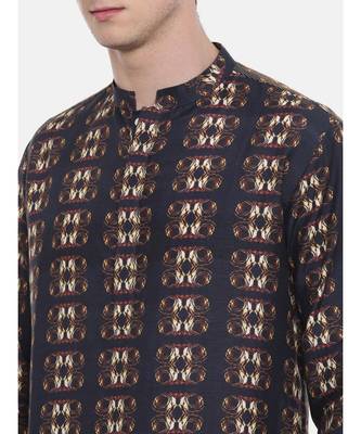 Mayank Modi Retro Printed Blk/Brn Kurta 3