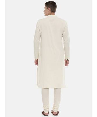 Mayank Modi Cream Cotton Embroidered Kurta 4