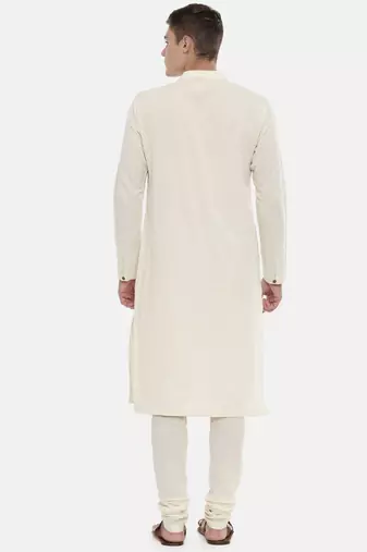 Mayank Modi Cream Cotton Embroidered Kurta