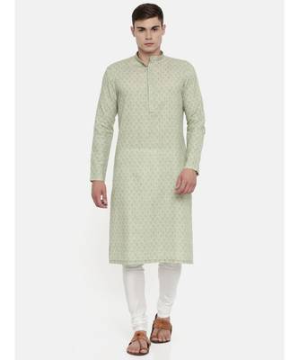 Mayank Modi Linen Green Printed Kurta 1
