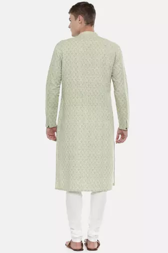 Mayank Modi Linen Green Printed Kurta