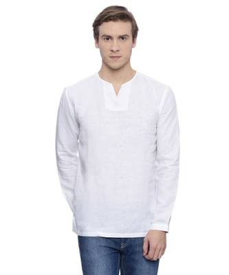 Mayank Modi White Linen Short Kurta 1