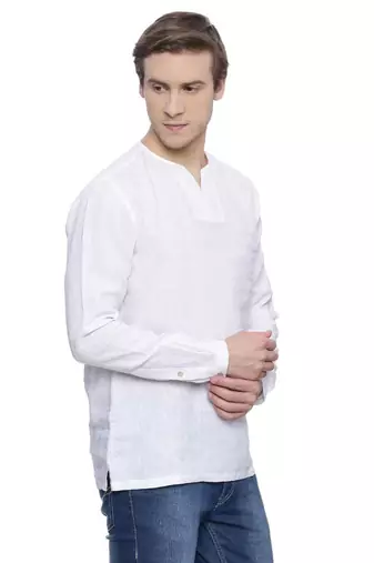 Mayank Modi White Linen Short Kurta