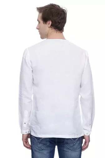 Mayank Modi White Linen Short Kurta