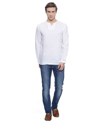 Mayank Modi White Linen Short Kurta 5