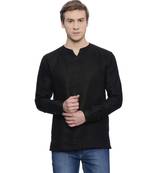Mayank Modi Black Linen Short Kurta