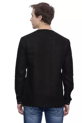 Mayank Modi Black Linen Short Kurta