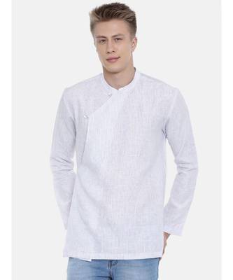 Mayank Modi Linen Pintstripes Short Kurta 1