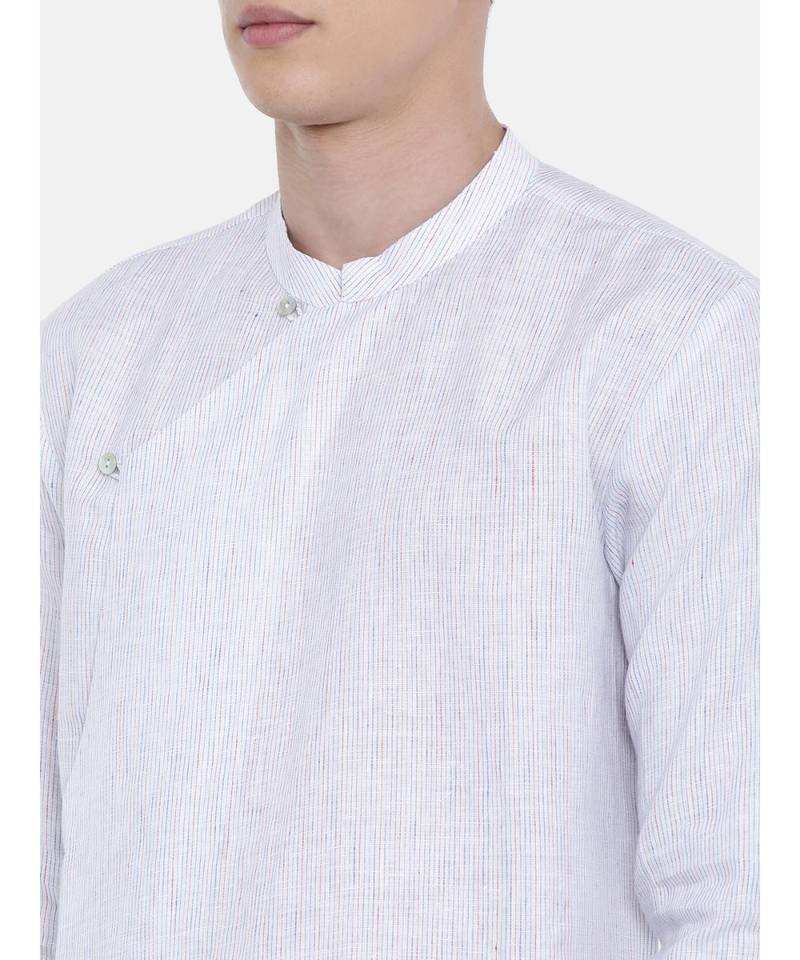 Mayank Modi Linen Pintstripes Short Kurta