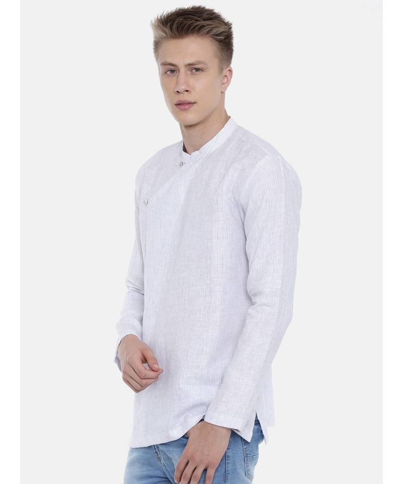 Mayank Modi Linen Pintstripes Short Kurta