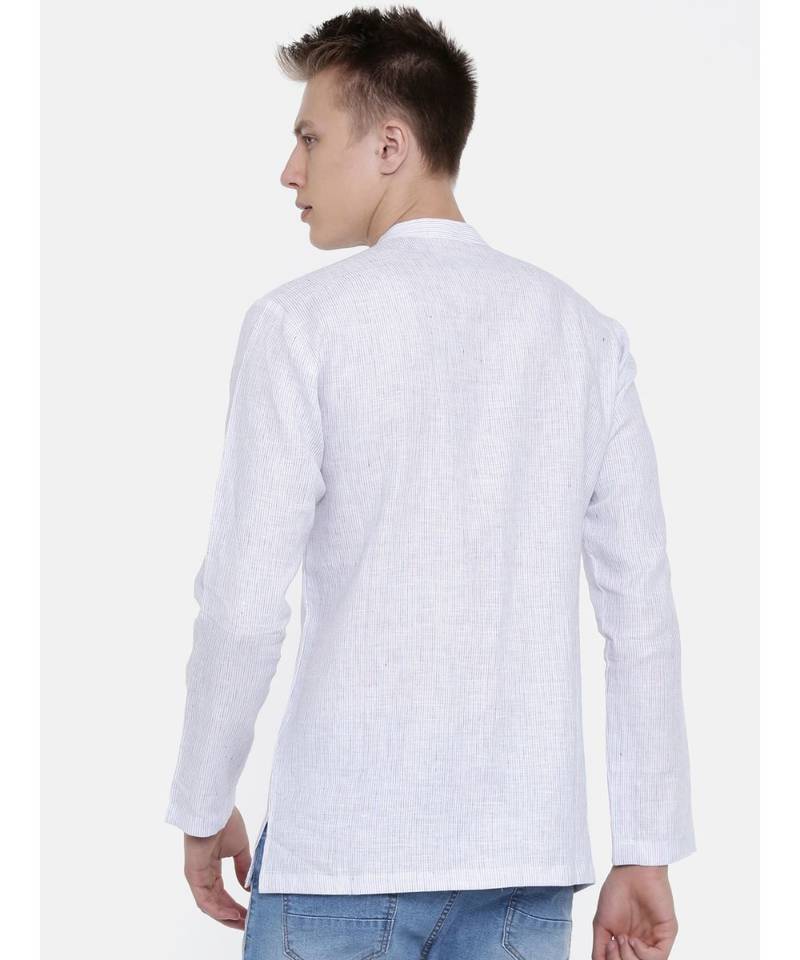 Mayank Modi Linen Pintstripes Short Kurta