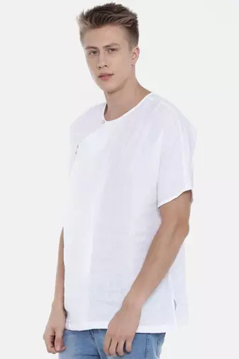 Mayank Modi Linen White Short Kurta