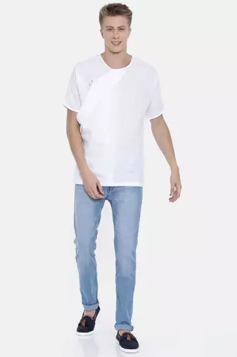 Mayank Modi Linen White Short Kurta
