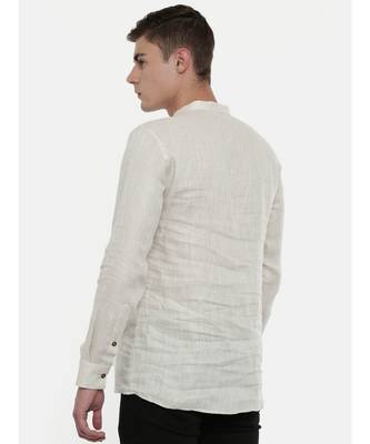 Mayank Modi Classic Beige Linen Embroidered Kurta 4