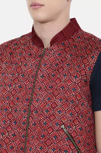 Mayank Modi Printed Zipper Bomber Jacket