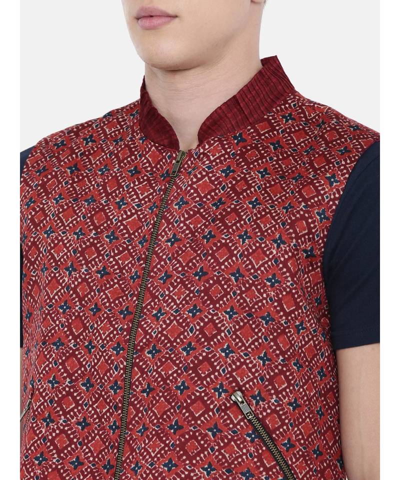 Mayank Modi Printed Zipper Bomber Jacket