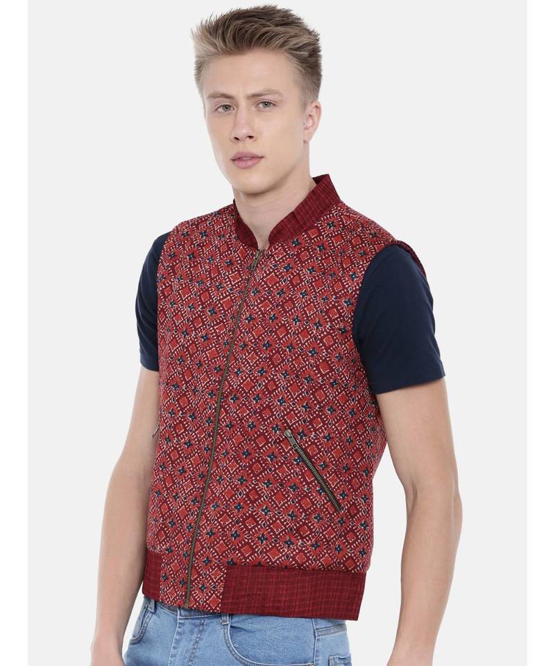 Mayank Modi Printed Zipper Bomber Jacket