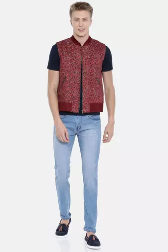 Mayank Modi Printed Zipper Bomber Jacket
