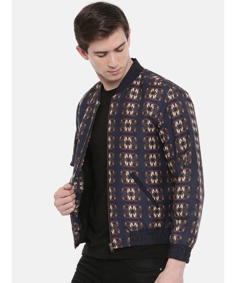 Mayank Modi Classic Linen  Bomber Jacket