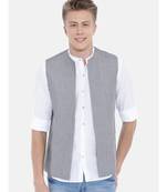 Mayank Modi Classic Grey Short Linen Open Jacket