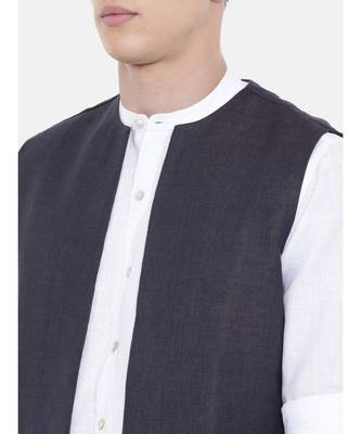 Mayank Modi Deep Purple Short Linen Open Jacket 2