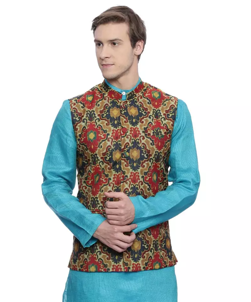 Mayank Modi Printed Chanderi Modi Jacket