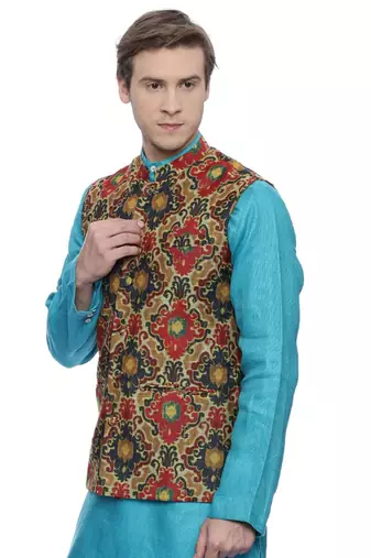 Mayank Modi Printed Chanderi Modi Jacket