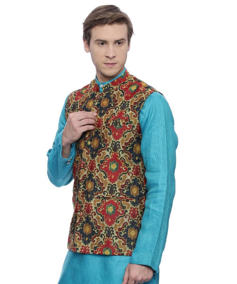 Mayank Modi Printed Chanderi Modi Jacket