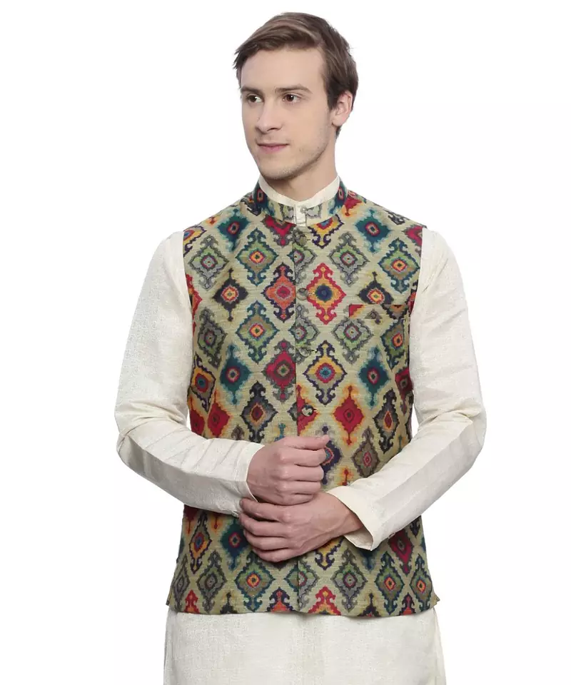 Mayank Modi Printed Chanderi Modi Jacket