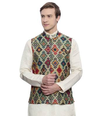 Mayank Modi Printed Chanderi Modi Jacket 1