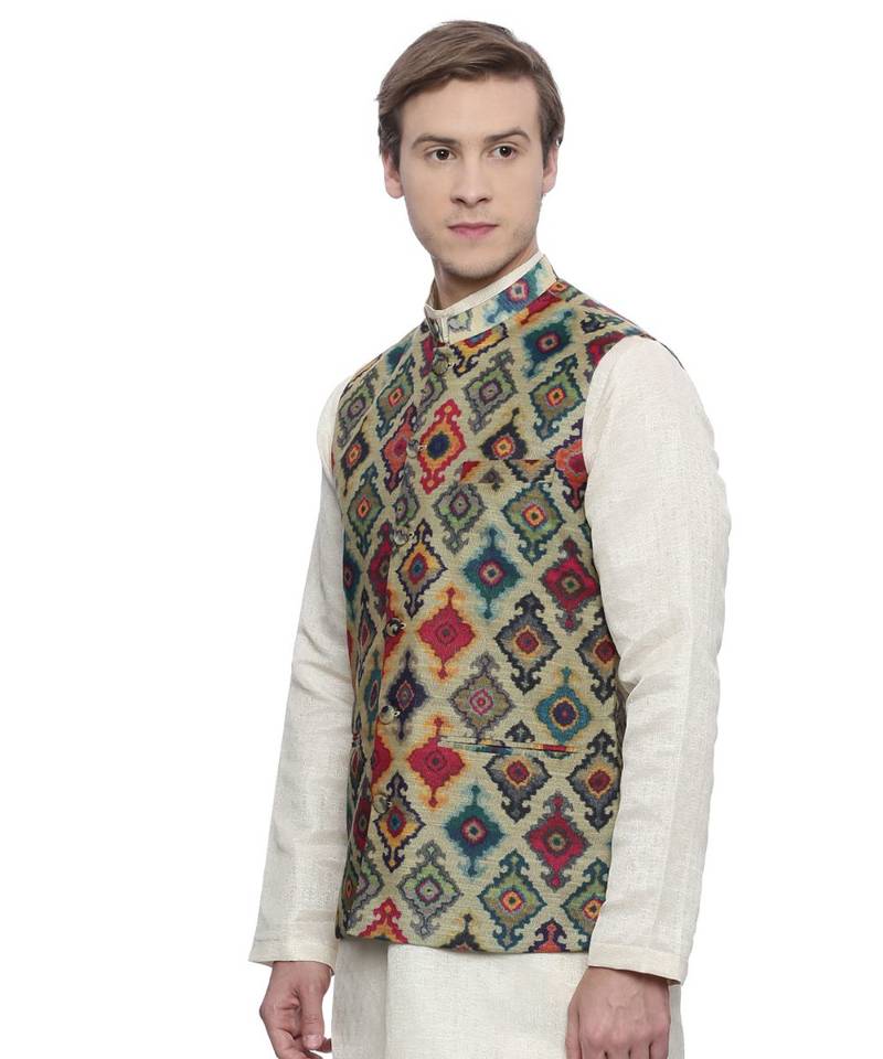 Mayank Modi Printed Chanderi Modi Jacket