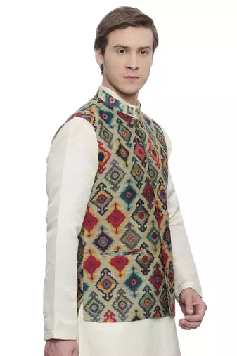 Mayank Modi Printed Chanderi Modi Jacket