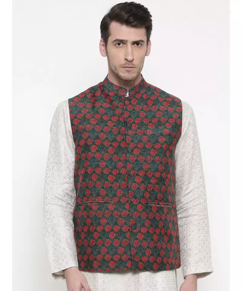 Mayank Modi Printed Chanderi Modi Jacket