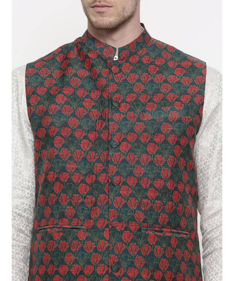 Mayank Modi Printed Chanderi Modi Jacket