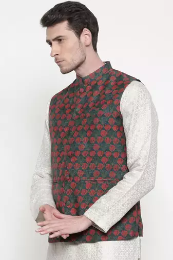 Mayank Modi Printed Chanderi Modi Jacket
