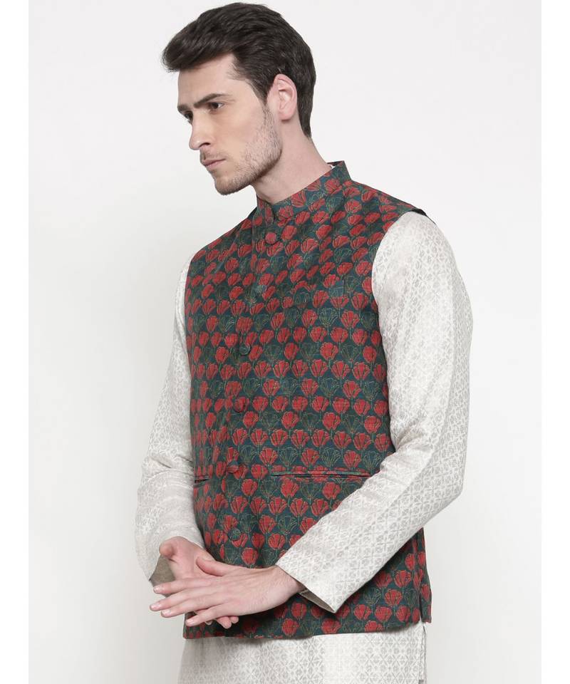 Mayank Modi Printed Chanderi Modi Jacket