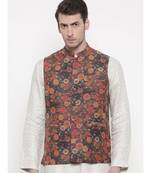 Mayank Modi Rust Orange Chanderi Jacket