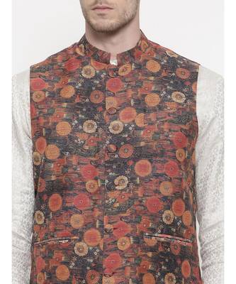 Mayank Modi Rust Orange Chanderi Jacket 2