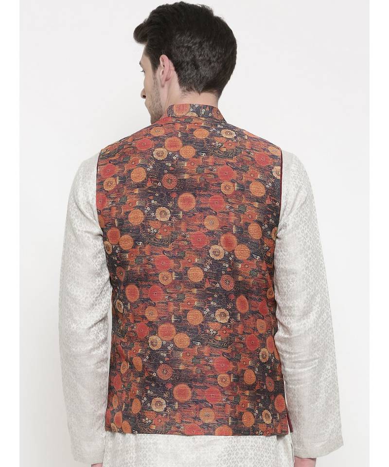 Mayank Modi Rust Orange Chanderi Jacket