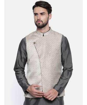 Mayank Modi Gold Silver Silk Jacket 1