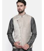 Mayank Modi Gold Silver Silk Jacket