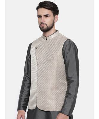 Mayank Modi Gold Silver Silk Jacket 3