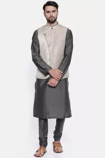 Mayank Modi Gold Silver Silk Jacket