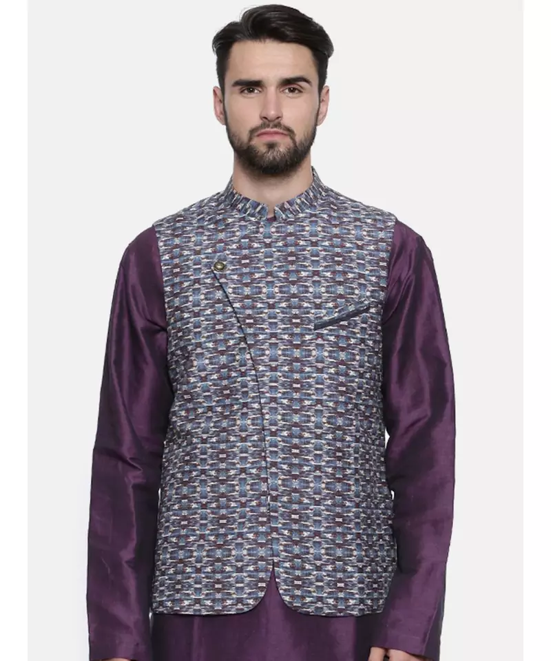 Mayank Modi Classic Printed Nehru Jacket