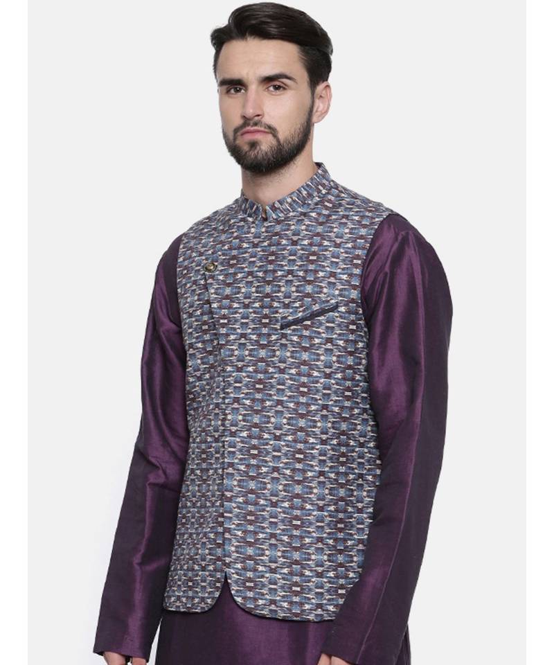 Mayank Modi Classic Printed Nehru Jacket