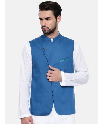 Mayank Modi Blue Linen Modi Jacket 1